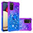 Custodia Silicone Cover Morbida Bling-Bling con Anello Supporto S02 per Samsung Galaxy A03s Viola
