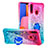 Custodia Silicone Cover Morbida Bling-Bling con Anello Supporto S02 per Samsung Galaxy A20s Rosa