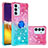 Custodia Silicone Cover Morbida Bling-Bling con Anello Supporto S02 per Samsung Galaxy A24 4G Rosa