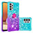 Custodia Silicone Cover Morbida Bling-Bling con Anello Supporto S02 per Samsung Galaxy A32 5G Cielo Blu