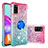 Custodia Silicone Cover Morbida Bling-Bling con Anello Supporto S02 per Samsung Galaxy A41 Rosa