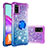 Custodia Silicone Cover Morbida Bling-Bling con Anello Supporto S02 per Samsung Galaxy A41 Viola