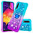Custodia Silicone Cover Morbida Bling-Bling con Anello Supporto S02 per Samsung Galaxy A50 Cielo Blu