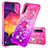 Custodia Silicone Cover Morbida Bling-Bling con Anello Supporto S02 per Samsung Galaxy A50 Rosa Caldo
