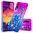 Custodia Silicone Cover Morbida Bling-Bling con Anello Supporto S02 per Samsung Galaxy A50 Viola