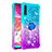 Custodia Silicone Cover Morbida Bling-Bling con Anello Supporto S02 per Samsung Galaxy A70 Cielo Blu