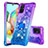 Custodia Silicone Cover Morbida Bling-Bling con Anello Supporto S02 per Samsung Galaxy A71 5G Viola