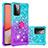 Custodia Silicone Cover Morbida Bling-Bling con Anello Supporto S02 per Samsung Galaxy A72 5G Cielo Blu