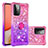 Custodia Silicone Cover Morbida Bling-Bling con Anello Supporto S02 per Samsung Galaxy A72 5G Rosa Caldo