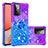 Custodia Silicone Cover Morbida Bling-Bling con Anello Supporto S02 per Samsung Galaxy A72 5G Viola