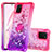 Custodia Silicone Cover Morbida Bling-Bling con Anello Supporto S02 per Samsung Galaxy A81 Rosa Caldo