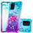 Custodia Silicone Cover Morbida Bling-Bling con Anello Supporto S02 per Samsung Galaxy A91 Cielo Blu