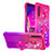Custodia Silicone Cover Morbida Bling-Bling con Anello Supporto S02 per Samsung Galaxy A9s Rosa Caldo