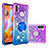 Custodia Silicone Cover Morbida Bling-Bling con Anello Supporto S02 per Samsung Galaxy M11 Viola