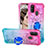 Custodia Silicone Cover Morbida Bling-Bling con Anello Supporto S02 per Samsung Galaxy M21 Rosa