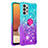 Custodia Silicone Cover Morbida Bling-Bling con Anello Supporto S02 per Samsung Galaxy M32 5G