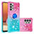 Custodia Silicone Cover Morbida Bling-Bling con Anello Supporto S02 per Samsung Galaxy M32 5G Rosa