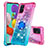 Custodia Silicone Cover Morbida Bling-Bling con Anello Supporto S02 per Samsung Galaxy M40S Rosa