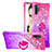 Custodia Silicone Cover Morbida Bling-Bling con Anello Supporto S02 per Samsung Galaxy Note 10 Plus 5G Rosa Caldo