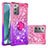 Custodia Silicone Cover Morbida Bling-Bling con Anello Supporto S02 per Samsung Galaxy Note 20 5G Rosa Caldo