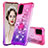 Custodia Silicone Cover Morbida Bling-Bling con Anello Supporto S02 per Samsung Galaxy S20 5G Rosa Caldo