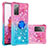 Custodia Silicone Cover Morbida Bling-Bling con Anello Supporto S02 per Samsung Galaxy S20 Lite 5G Rosa