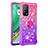 Custodia Silicone Cover Morbida Bling-Bling con Anello Supporto S02 per Xiaomi Mi 10T Pro 5G Rosa Caldo