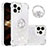 Custodia Silicone Cover Morbida Bling-Bling con Anello Supporto S03 per Apple iPhone 14 Pro Argento