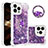 Custodia Silicone Cover Morbida Bling-Bling con Anello Supporto S03 per Apple iPhone 14 Pro Viola