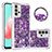 Custodia Silicone Cover Morbida Bling-Bling con Anello Supporto S03 per Samsung Galaxy M32 5G Viola