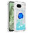 Custodia Silicone Cover Morbida Bling-Bling con Anello Supporto YB1 per Google Pixel 8a 5G Azzurro