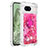 Custodia Silicone Cover Morbida Bling-Bling con Anello Supporto YB1 per Google Pixel 8a 5G Rosa Caldo