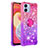 Custodia Silicone Cover Morbida Bling-Bling con Anello Supporto YB2 per Samsung Galaxy A04E Rosa Caldo