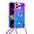 Custodia Silicone Cover Morbida Bling-Bling con Cinghia Cordino Mano S01 per Apple iPhone 13 Pro Max Viola