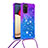 Custodia Silicone Cover Morbida Bling-Bling con Cinghia Cordino Mano S01 per Samsung Galaxy A03s Viola