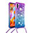 Custodia Silicone Cover Morbida Bling-Bling con Cinghia Cordino Mano S01 per Samsung Galaxy A11