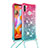 Custodia Silicone Cover Morbida Bling-Bling con Cinghia Cordino Mano S01 per Samsung Galaxy A11 Rosa