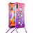 Custodia Silicone Cover Morbida Bling-Bling con Cinghia Cordino Mano S01 per Samsung Galaxy A11 Rosa Caldo