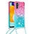 Custodia Silicone Cover Morbida Bling-Bling con Cinghia Cordino Mano S01 per Samsung Galaxy A13 5G Rosa
