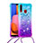 Custodia Silicone Cover Morbida Bling-Bling con Cinghia Cordino Mano S01 per Samsung Galaxy A20s Cielo Blu