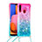 Custodia Silicone Cover Morbida Bling-Bling con Cinghia Cordino Mano S01 per Samsung Galaxy A20s Rosa