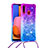 Custodia Silicone Cover Morbida Bling-Bling con Cinghia Cordino Mano S01 per Samsung Galaxy A20s Viola