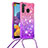 Custodia Silicone Cover Morbida Bling-Bling con Cinghia Cordino Mano S01 per Samsung Galaxy A21 Rosa Caldo