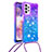 Custodia Silicone Cover Morbida Bling-Bling con Cinghia Cordino Mano S01 per Samsung Galaxy A23 5G Viola
