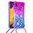 Custodia Silicone Cover Morbida Bling-Bling con Cinghia Cordino Mano S01 per Samsung Galaxy A30 Viola