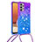 Custodia Silicone Cover Morbida Bling-Bling con Cinghia Cordino Mano S01 per Samsung Galaxy A32 5G Viola