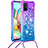 Custodia Silicone Cover Morbida Bling-Bling con Cinghia Cordino Mano S01 per Samsung Galaxy A71 5G Viola