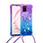 Custodia Silicone Cover Morbida Bling-Bling con Cinghia Cordino Mano S01 per Samsung Galaxy A81