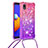 Custodia Silicone Cover Morbida Bling-Bling con Cinghia Cordino Mano S01 per Samsung Galaxy M01 Core Rosa Caldo