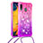 Custodia Silicone Cover Morbida Bling-Bling con Cinghia Cordino Mano S01 per Samsung Galaxy M10S Rosa Caldo